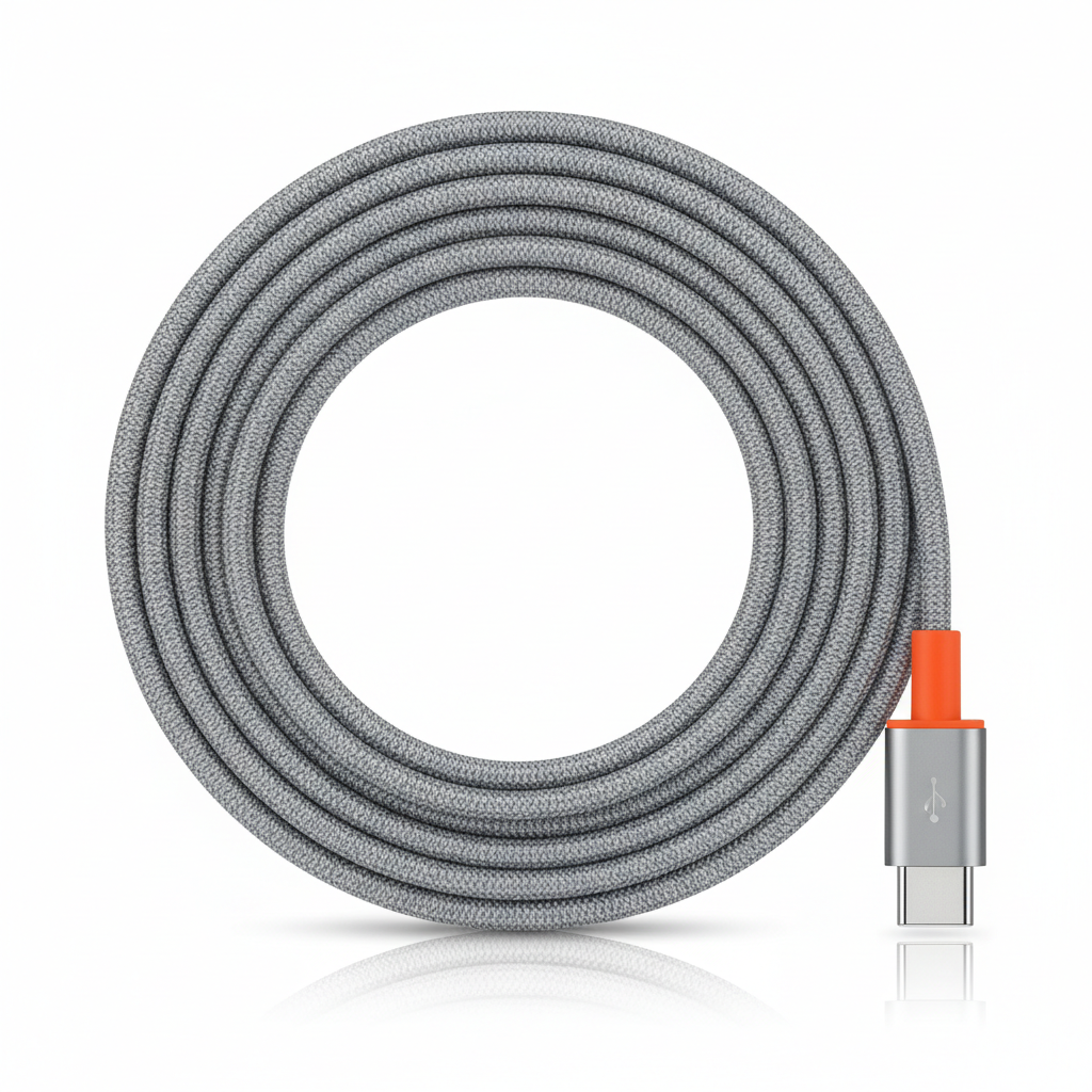 Cable USB-C Trenzado sobre fondo blanco