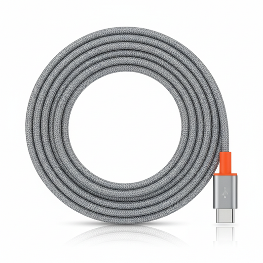Cable USB-C Trenzado sobre fondo blanco